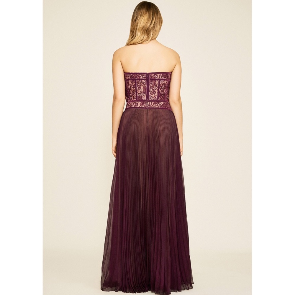 Tadashi  shoji strapless lace dress gown burgundy - Picture 4 of 11